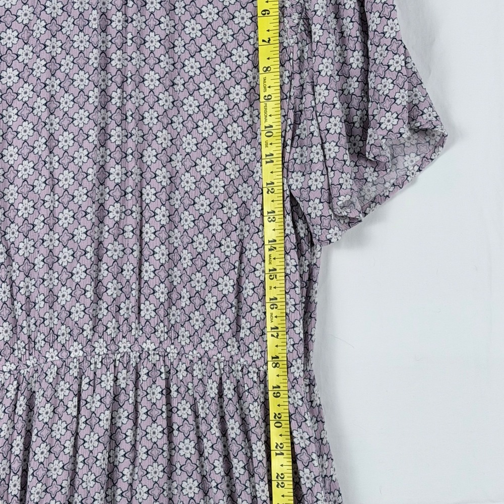 Knox Rose Lilac Floral Maxi Dress L Tiered Tassel Smocked Boho Cottage Prairie - Picture 10 of 11